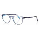 Tom Ford - Blue Block Round - Occhiali da Vista Rotondi - Blu - FT5803-B - Occhiali da Vista - Tom Ford Eyewear