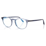 Tom Ford - Blue Block Round - Round Optical Glasses - Blue - FT5803-B - Optical Glasses - Tom Ford Eyewear