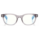 Tom Ford - Blue Block Round - Occhiali da Vista Rotondi - Grigio - FT5807-B - Occhiali da Vista - Tom Ford Eyewear