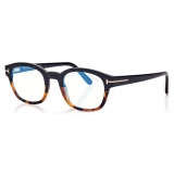 Tom Ford - Blue Block - Occhiali da Vista Squadrati - Nero Marrone - FT5808-B - Occhiali da Vista - Tom Ford Eyewear