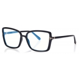 Tom Ford - Blue Block Butterfly - Occhiali da Vista a Farfalla - Nero - FT5813-B - Occhiali da Vista - Tom Ford Eyewear