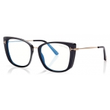 Tom Ford - Blue Block Cat Eye - Cat Eye Optical Glasses - Black - FT5816-B - Optical Glasses - Tom Ford Eyewear
