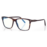 Tom Ford - Blue Block Square  - Occhiali da Vista Squadrati - Havana Scuro - FT5817-B - Occhiali da Vista - Tom Ford Eyewear