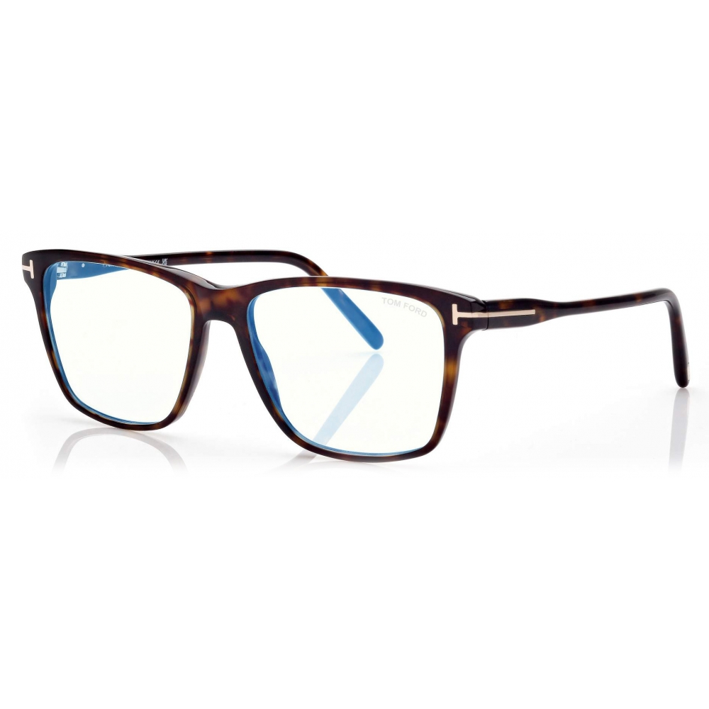 Tom Ford - Blue Block Square - Square Optical Glasses - Dark Havana ...