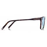 Tom Ford - Blue Block Square - Square Optical Glasses - Dark Havana - FT5817-B - Optical Glasses - Tom Ford Eyewear