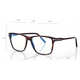 Tom Ford - Blue Block Square  - Occhiali da Vista Squadrati - Havana Scuro - FT5817-B - Occhiali da Vista - Tom Ford Eyewear