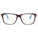 Tom Ford - Blue Block Square - Square Optical Glasses - Light Havana - FT5817-B - Optical Glasses - Tom Ford Eyewear