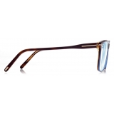 Tom Ford - Blue Block Square - Square Optical Glasses - Light Havana - FT5817-B - Optical Glasses - Tom Ford Eyewear