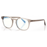 Tom Ford - Blue Block - Occhiali da Vista Rotondi - Beige Chiaro - FT5819-B - Occhiali da Vista - Tom Ford Eyewear