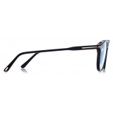 Tom Ford - Blue Block  - Occhiali da Vista Rotondi con clip - Nero - FT5823-HB - Occhiali da Vista - Tom Ford Eyewear