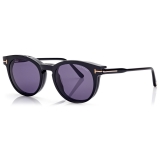 Tom Ford - Blue Block  - Occhiali da Vista Rotondi con clip - Nero - FT5823-HB - Occhiali da Vista - Tom Ford Eyewear