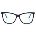 Tom Ford - Blue Block Soft Cat Eye - Occhiali da Vista Rotondi - Nero - FT5824-B - Occhiali da Vista - Tom Ford Eyewear