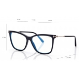 Tom Ford - Blue Block Soft Cat Eye - Occhiali da Vista Rotondi - Nero - FT5824-B - Occhiali da Vista - Tom Ford Eyewear