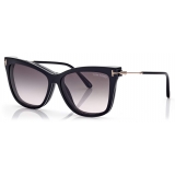 Tom Ford - Blue Block Soft Cat Eye - Occhiali da Vista Rotondi - Nero - FT5824-B - Occhiali da Vista - Tom Ford Eyewear