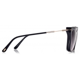 Tom Ford - Blue Block Soft Cat Eye Opticals Clip on Sun Optical Glasses - Black - FT5824-B - Optical Glasses - Tom Ford Eyewear