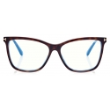 Tom Ford - Blue Block Soft Cat Eye - Occhiali da Vista Rotondi - Havana Scuro - FT5824-B - Occhiali da Vista - Tom Ford Eyewear