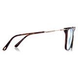 Tom Ford - Blue Block Soft Cat Eye - Occhiali da Vista Rotondi - Havana Scuro - FT5824-B - Occhiali da Vista - Tom Ford Eyewear