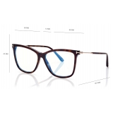 Tom Ford - Blue Block Soft Cat Eye - Occhiali da Vista Rotondi - Havana Scuro - FT5824-B - Occhiali da Vista - Tom Ford Eyewear