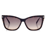 Tom Ford - Blue Block Soft Cat Eye - Occhiali da Vista Rotondi - Havana Scuro - FT5824-B - Occhiali da Vista - Tom Ford Eyewear