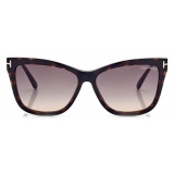 Tom Ford - Blue Block Soft Cat Eye Opticals Clip on Sun - Dark Havana - FT5824-B - Optical Glasses - Tom Ford Eyewear