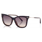 Tom Ford - Blue Block Soft Cat Eye - Occhiali da Vista Rotondi - Havana Scuro - FT5824-B - Occhiali da Vista - Tom Ford Eyewear