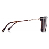 Tom Ford - Blue Block Soft Cat Eye Opticals Clip on Sun - Dark Havana - FT5824-B - Optical Glasses - Tom Ford Eyewear