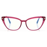Tom Ford - Blue Block  - Cat Eye Optical Glasses - Aubergine Fuchsia - FT5825-B - Optical Glasses - Tom Ford Eyewear