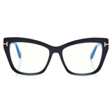 Tom Ford - Blue Block Square - Square Cat Eye Optical Glasses - Black - FT5826-B - Optical Glasses - Tom Ford Eyewear