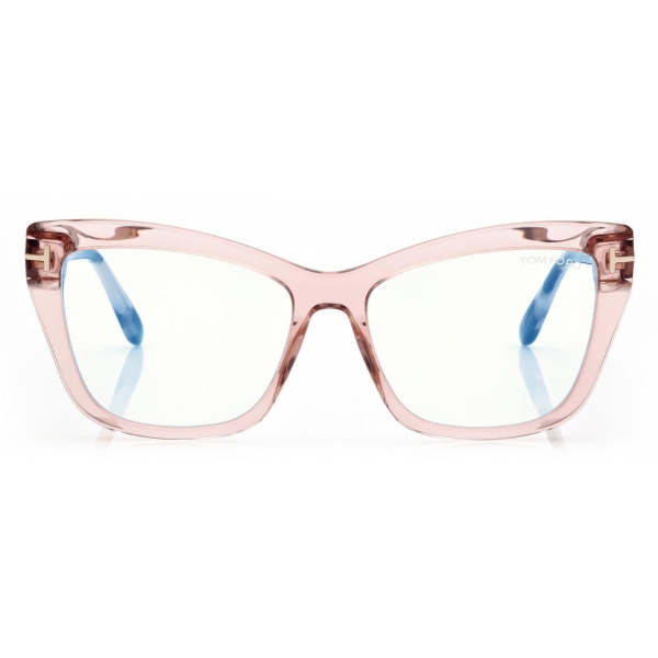 Tom Ford - Blue Block - Occhiali da Vista Cat Eye - Bianco Rosa Ghiaccio - FT5826-B - Occhiali da Vista - Tom Ford Eyewear