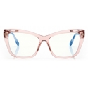 Tom Ford - Blue Block - Square Cat Eye Optical Glasses - Pink Ice White - FT5826-B - Optical Glasses - Tom Ford Eyewear