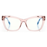 Tom Ford - Blue Block - Occhiali da Vista Cat Eye - Bianco Rosa Ghiaccio - FT5826-B - Occhiali da Vista - Tom Ford Eyewear