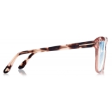 Tom Ford - Blue Block - Occhiali da Vista Cat Eye - Bianco Rosa Ghiaccio - FT5826-B - Occhiali da Vista - Tom Ford Eyewear