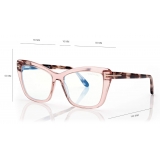 Tom Ford - Blue Block - Occhiali da Vista Cat Eye - Bianco Rosa Ghiaccio - FT5826-B - Occhiali da Vista - Tom Ford Eyewear