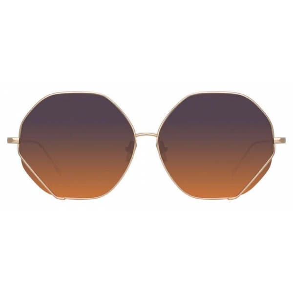 Linda Farrow - Fawcet Hexagon Sunglasses in Light Gold - LFL1010C2SUN - Linda Farrow Eyewear