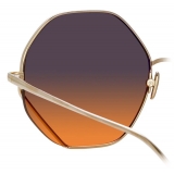 Linda Farrow - Fawcet Hexagon Sunglasses in Light Gold - LFL1010C2SUN - Linda Farrow Eyewear