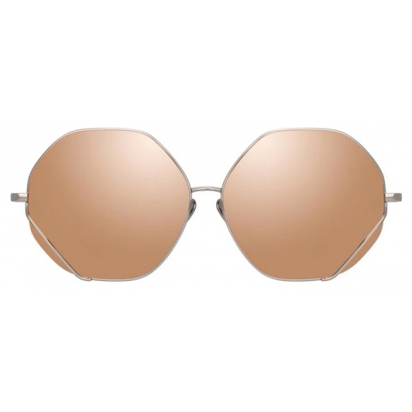 Linda Farrow - Fawcet Hexagon Sunglasses in White Gold - LFL1010C5SUN - Linda Farrow Eyewear