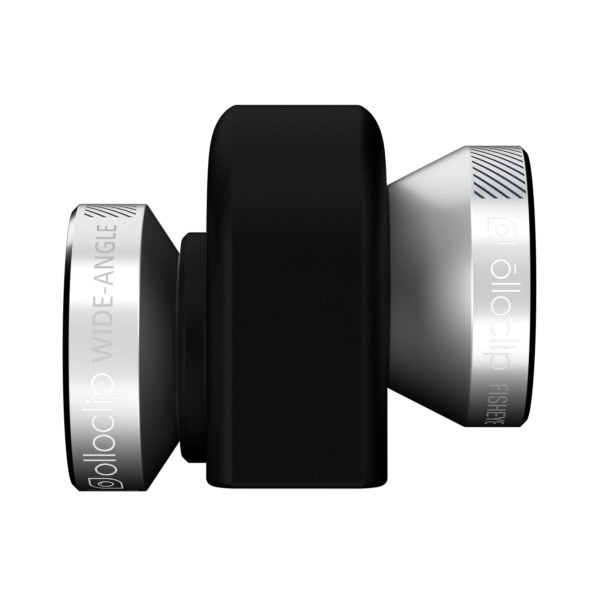 olloclip - 4 in 1 Lens Set - Silver / Black Clip - iPad Air / iPad Air 2 / Mini / Mini 2 / 3 / 4 - Fisheye Macro - Lens Set