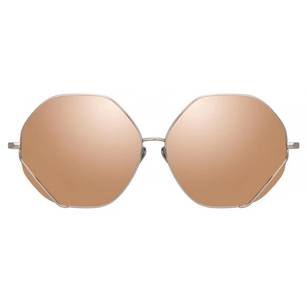 Linda Farrow - Fawcet Hexagon Sunglasses in White Gold and Silver - LFL1010C5SUN - Linda Farrow Eyewear