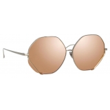 Linda Farrow - Fawcet Hexagon Sunglasses in White Gold and Silver - LFL1010C5SUN - Linda Farrow Eyewear