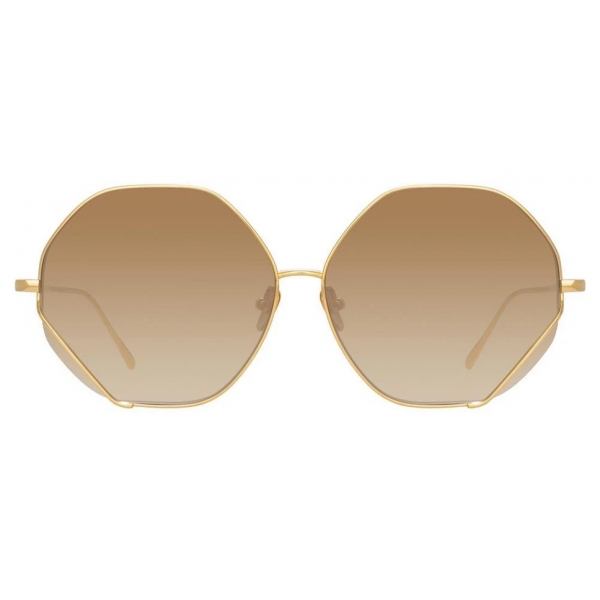 Linda Farrow - Fawcet Hexagon Sunglasses in Yellow Gold - LFL1010C1SUN - Linda Farrow Eyewear