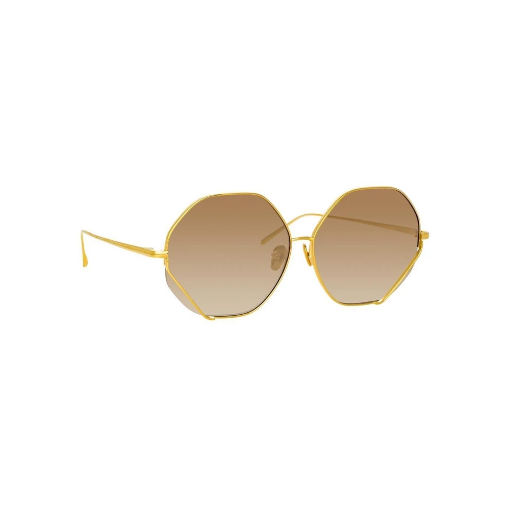 Linda Farrow Fawcet Hexagon Sunglasses In Yellow Gold Lfl1010c1sun Linda Farrow Eyewear 