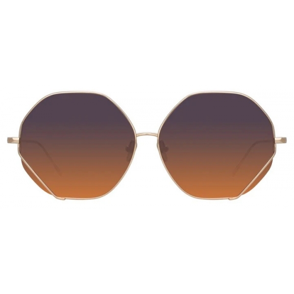 Linda Farrow - Fawcet Hexagon Sunglasses in Yellow Gold - LFL1010C2SUN - Linda Farrow Eyewear