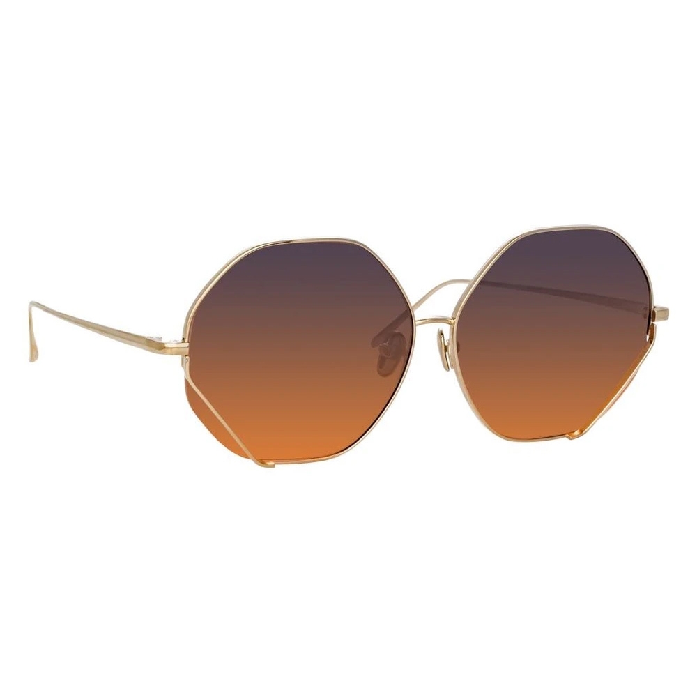 Linda Farrow Fawcet Hexagon Sunglasses In Yellow Gold Lfl1010c2sun Linda Farrow Eyewear