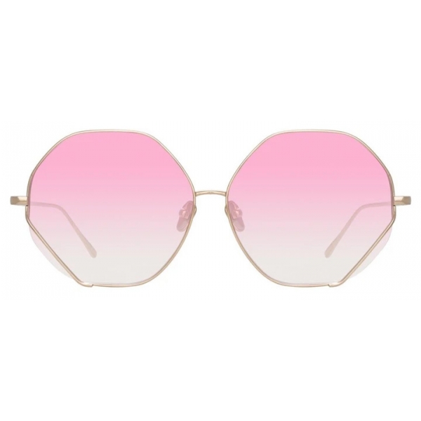Linda Farrow - Fawcet Hexagon Sunglasses in Yellow Gold and Pink - LFL1010C3SUN - Linda Farrow Eyewear