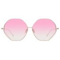 Linda Farrow - Fawcet Hexagon Sunglasses in Yellow Gold and Pink - LFL1010C3SUN - Linda Farrow Eyewear