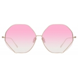 Linda Farrow - Fawcet Hexagon Sunglasses in Yellow Gold and Pink - LFL1010C3SUN - Linda Farrow Eyewear