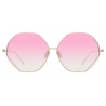 Linda Farrow - Occhiali da Sole Esagonali Fawcet in Oro Giallo e Rosa - LFL1010C3SUN - Linda Farrow Eyewear