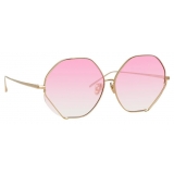 Linda Farrow - Fawcet Hexagon Sunglasses in Yellow Gold and Pink - LFL1010C3SUN - Linda Farrow Eyewear