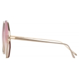Linda Farrow - Fawcet Hexagon Sunglasses in Yellow Gold and Pink - LFL1010C3SUN - Linda Farrow Eyewear