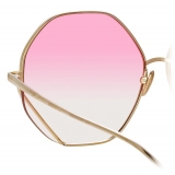 Linda Farrow - Fawcet Hexagon Sunglasses in Yellow Gold and Pink - LFL1010C3SUN - Linda Farrow Eyewear